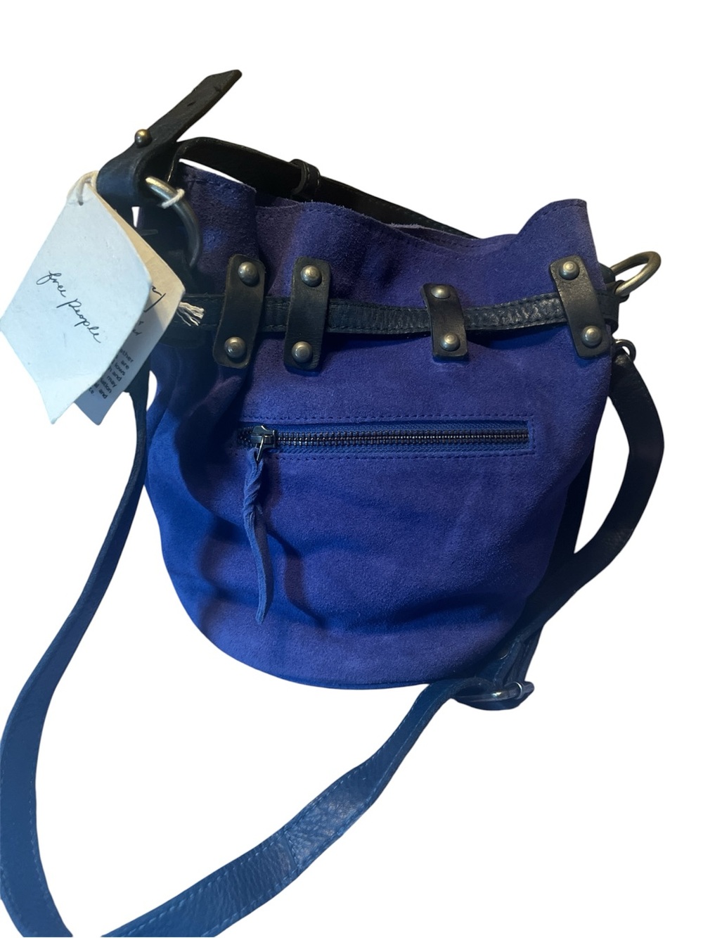 Free People Royal Blue Suede Crossbody Bag